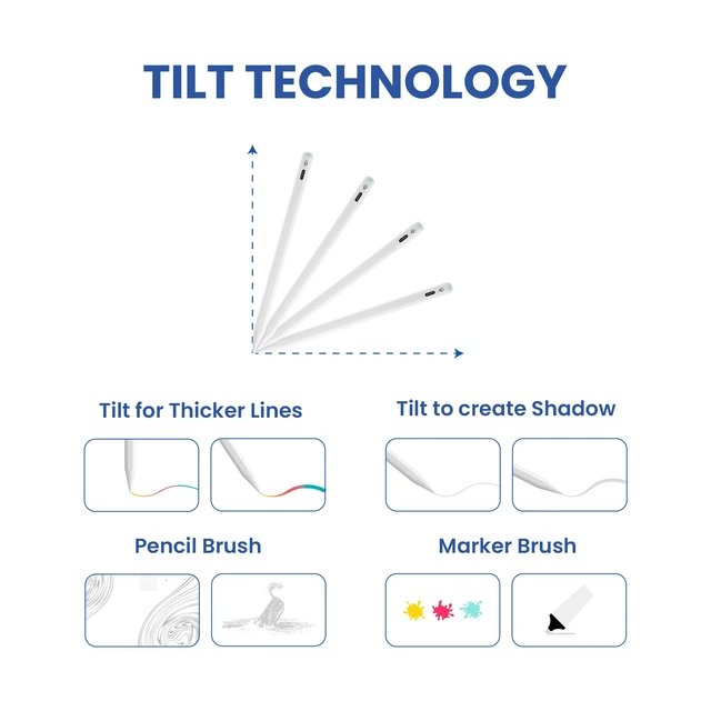 Alt view image 5 of 7 - Tinymoose iPad Pencil Pro 2 Stylus Pen for iPad, Gesture Control, Tilt Sensitivity & Palm Rejection, 2.5X USB-C Fast Charge, iPad 6-11th/A16, Air M2/M3, Mini 7, Pro M4/M5 (Alpine White)