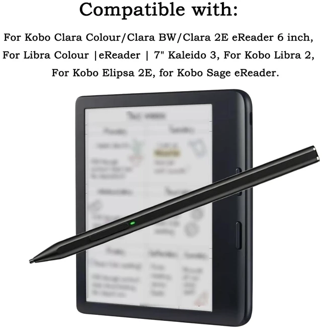 Alt view image 2 of 6 - Stylus 2 for Kobo Libra Colour Stylus, Libra Colour Pen for Kobo Clara Colour/Clara BW/Clara 2E eReader 6 inch/Kobo Sage eReader | 7" Kaleido 3 Pen - 581SHBH - Black
