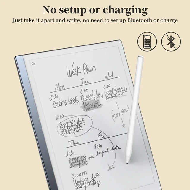 Alt view image 2 of 7 - Stylus for Remarkable 2/1 Pen,EMR Pen with Flip Eraser,4096 Pressure Levels & Tilt Support,Palm Rejection,Magnetic Attraction, No Charging Needed, Includes 9 Extra Nibs (White)