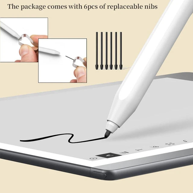 Alt view image 7 of 7 - Stylus for Remarkable 2/1 Pen,EMR Pen with Flip Eraser,4096 Pressure Levels & Tilt Support,Palm Rejection,Magnetic Attraction, No Charging Needed, Includes 9 Extra Nibs (White)