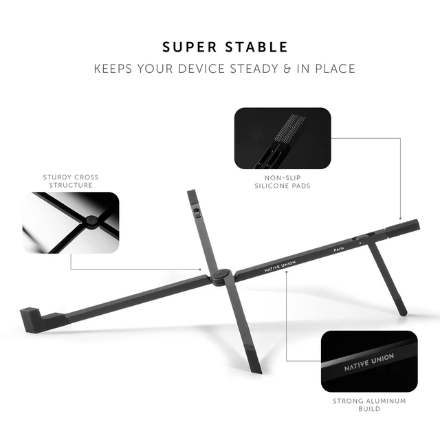 Alt view image 5 of 7 - Native Union Fold Laptop Stand Ultra-Slim Foldable & Portable Laptop Stand Ergonomic & Optimized Viewing Angle for 13 to 16 Inch MacBooks & Laptops, 10 to 16 Inch iPads & Tablets (Black)