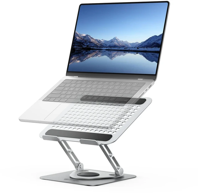 Main image of PHIXERO 360° Rotable Laptop Stand, Height Adjustable Holder Gray WS2 | Durable Aluminum Alloy, Z-Type Ergonomic Design, Hollowed Cooling Ventilation, Multi-Device Universal Fit