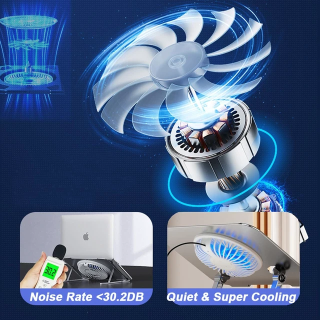Alt view image 2 of 7 - KEROLFFU Laptop Stand Fan with 360 Rotating Swivel Base, 10inch Riser Height Adjustable for Typing/Viewing/Presentation,Metal Ergonomic Strong Holder,for Heavy Notebook 12 14 15 17Inch MacBook