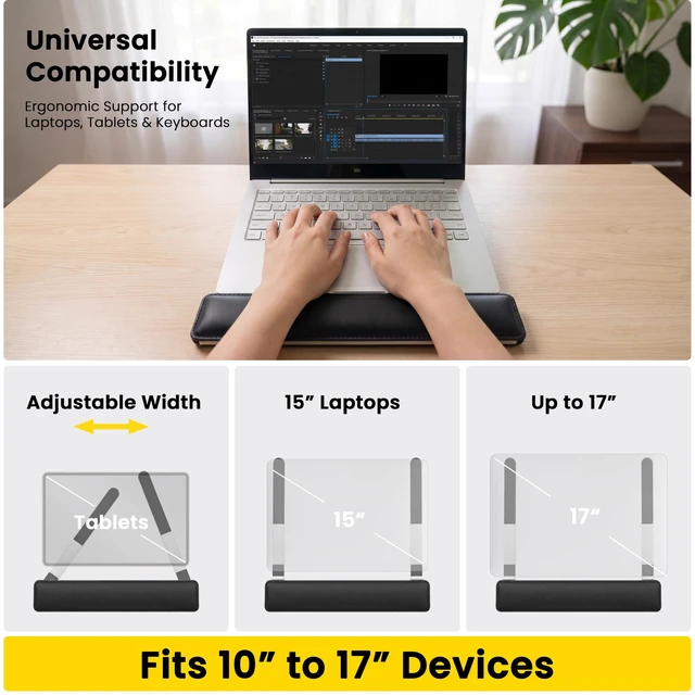 Alt view image 4 of 7 - V-Hold Laptop Stand for Desk, Adjustable Laptop Riser with Wrist Rest | Ergonomic Adjustable Portable Laptop Stand for Desk, Notebook Holder Compatible with MacBook Air Pro, All 10-17'' Laptops
