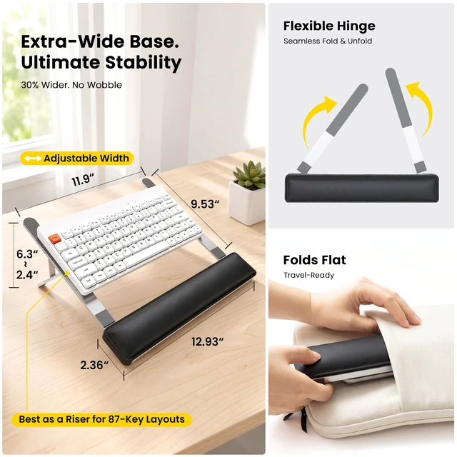Alt view image 6 of 7 - V-Hold Laptop Stand for Desk, Adjustable Laptop Riser with Wrist Rest | Ergonomic Adjustable Portable Laptop Stand for Desk, Notebook Holder Compatible with MacBook Air Pro, All 10-17'' Laptops