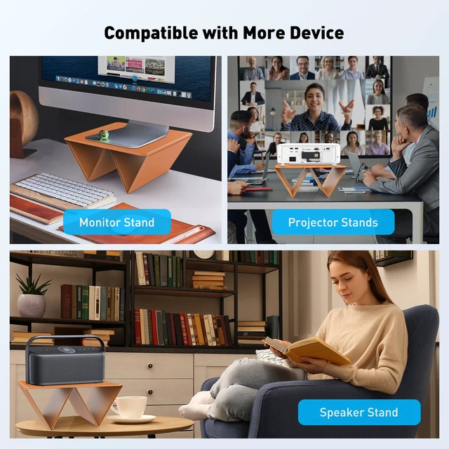Alt view image 6 of 7 - AboveTEK Portable 2-in-1 Foldable iPad & Laptop Holder for Desk, Adjustable Travel Stand for 14"17" MacBook Air/Pro/Tablets/Kindle, Ultra-Sleek PU Leather Computer Riser