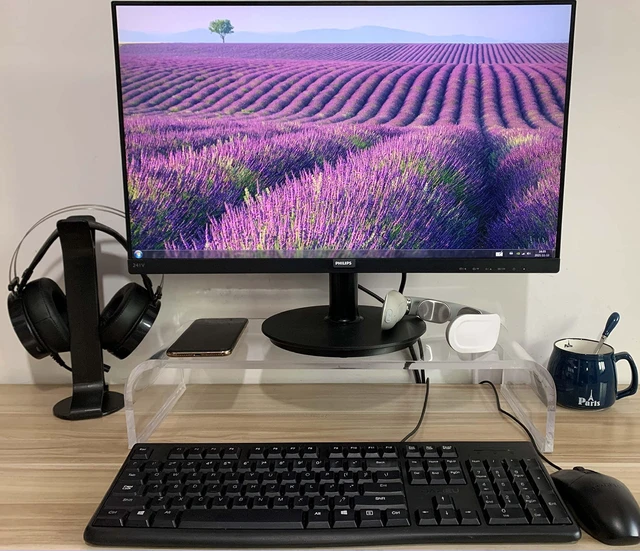 Alt view image 6 of 6 - ZEAYIFA Clear Acrylic Monitor Stand,Keyboard Cover Protector Anti-Cat Prevent Cats from Touching Keyboard,Stand for Laptop, 1525-001
