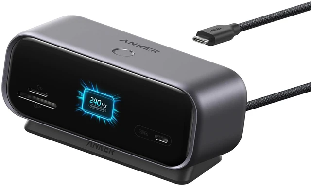 Main image of USB C Hub, Smart Display Hub, Docking Station Dual Monitor,No Charger | Desktop USBC Hub,Dual displays for Windows/Single display for Mac, Dual 2K@240Hz, HDMI+DP,Ethernet,2.3ft Built-in Cable,Grey