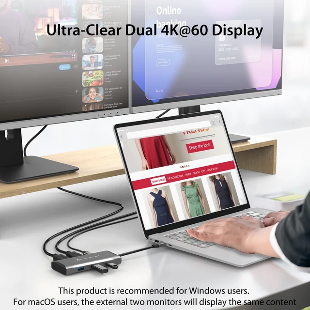 Alt view image 3 of 6 - j5create USB-C Hub 4K@60Hz Dual HDMI with 100W PD Fast Charge | Supports MST Dual 4K HDMI Display for Windows Laptop, SuperSpeed 5GB USB-A x 2, USB-C x 1, HDMI (JCD396)