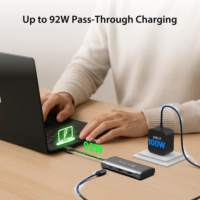 Alt view image 4 of 6 - j5create USB-C Hub 4K@60Hz Dual HDMI with 100W PD Fast Charge | Supports MST Dual 4K HDMI Display for Windows Laptop, SuperSpeed 5GB USB-A x 2, USB-C x 1, HDMI (JCD396)