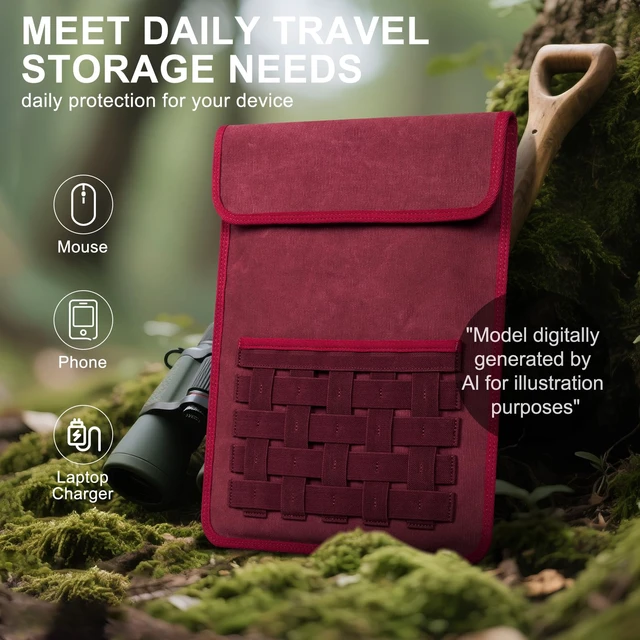 Alt view image 4 of 7 - Gexmil 14 Inch Laptop Sleeve,Portable Tablet Bag with Accessory Pocket,Red | Compatible with MacBook Pro M5/M4/M3/M2/M1 Pro/Max,Protective Laptop Travel Case,Slim Carrying Bag,Tablet Cover