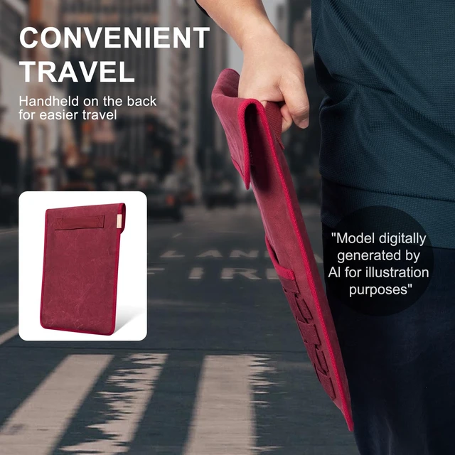 Alt view image 6 of 7 - Gexmil 14 Inch Laptop Sleeve,Portable Tablet Bag with Accessory Pocket,Red | Compatible with MacBook Pro M5/M4/M3/M2/M1 Pro/Max,Protective Laptop Travel Case,Slim Carrying Bag,Tablet Cover
