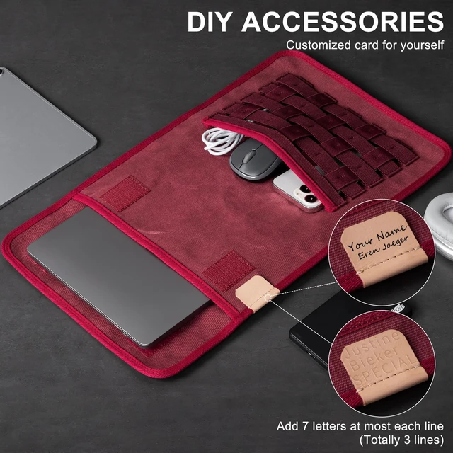 Alt view image 5 of 7 - Gexmil 14 Inch Laptop Sleeve,Portable Tablet Bag with Accessory Pocket,Red | Compatible with MacBook Pro M5/M4/M3/M2/M1 Pro/Max,Protective Laptop Travel Case,Slim Carrying Bag,Tablet Cover