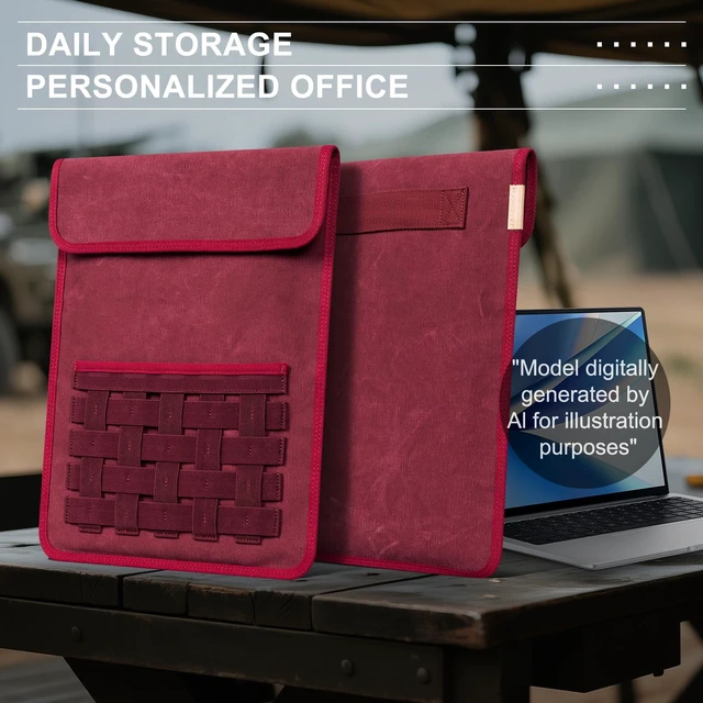 Alt view image 7 of 7 - Gexmil 14 Inch Laptop Sleeve,Portable Tablet Bag with Accessory Pocket,Red | Compatible with MacBook Pro M5/M4/M3/M2/M1 Pro/Max,Protective Laptop Travel Case,Slim Carrying Bag,Tablet Cover