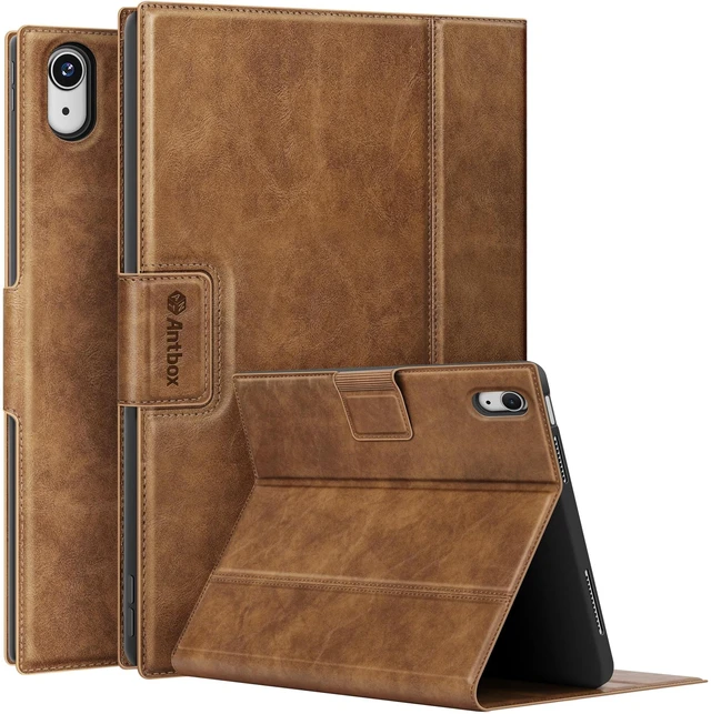 Main image of Antbox Case for iPad (A16) 11th (11'')/ 10th Generation (10.9''), Tan | High Grade Skin-Touch Vegan Leather, Built-in Pencil Holder, Auto Sleep/Wake Function