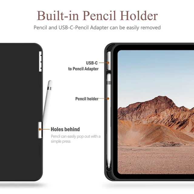 Alt view image 4 of 6 - Antbox Case for iPad (A16) 11th (11'')/ 10th Generation (10.9''), Tan | High Grade Skin-Touch Vegan Leather, Built-in Pencil Holder, Auto Sleep/Wake Function