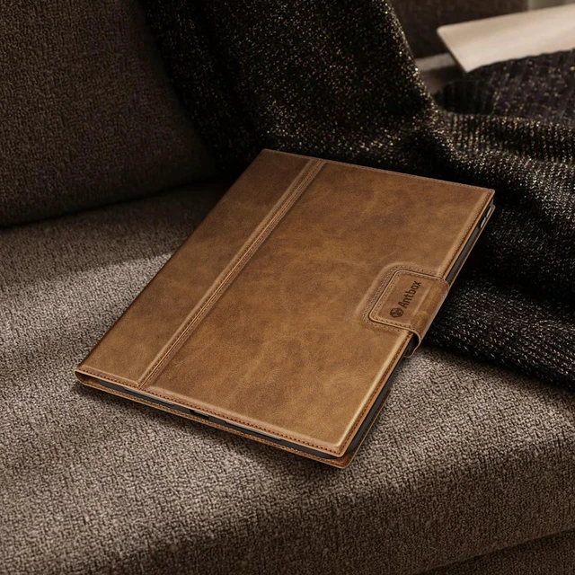 Alt view image 6 of 6 - Antbox Case for iPad (A16) 11th (11'')/ 10th Generation (10.9''), Tan | High Grade Skin-Touch Vegan Leather, Built-in Pencil Holder, Auto Sleep/Wake Function