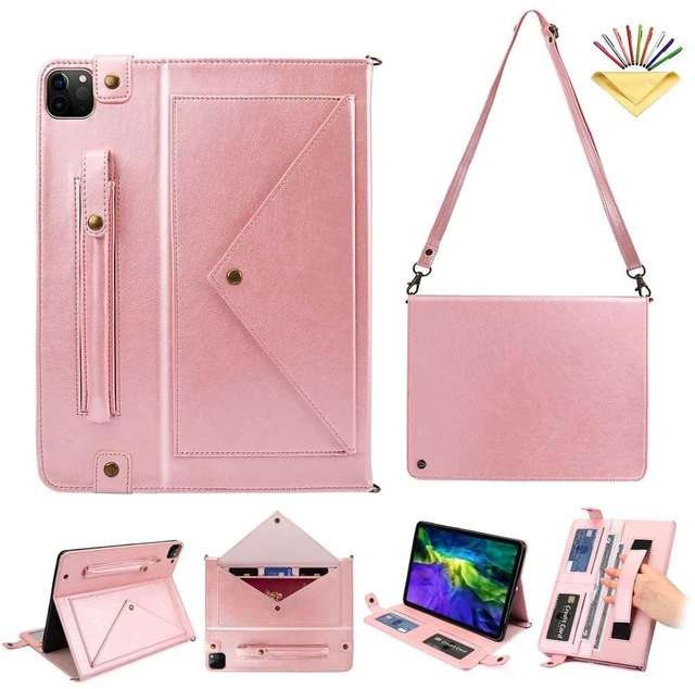 Main image of UUcovers Crossbody Handbag Case for iPad Pro 11 inch M4 2024 (Model: A2836 A2837 A3006) with Pencil Holder/Shoulder Strap/Hand Strap/Pockets, Stand PU Leather Carrying Magnetic Wallet Cover, Rosegold
