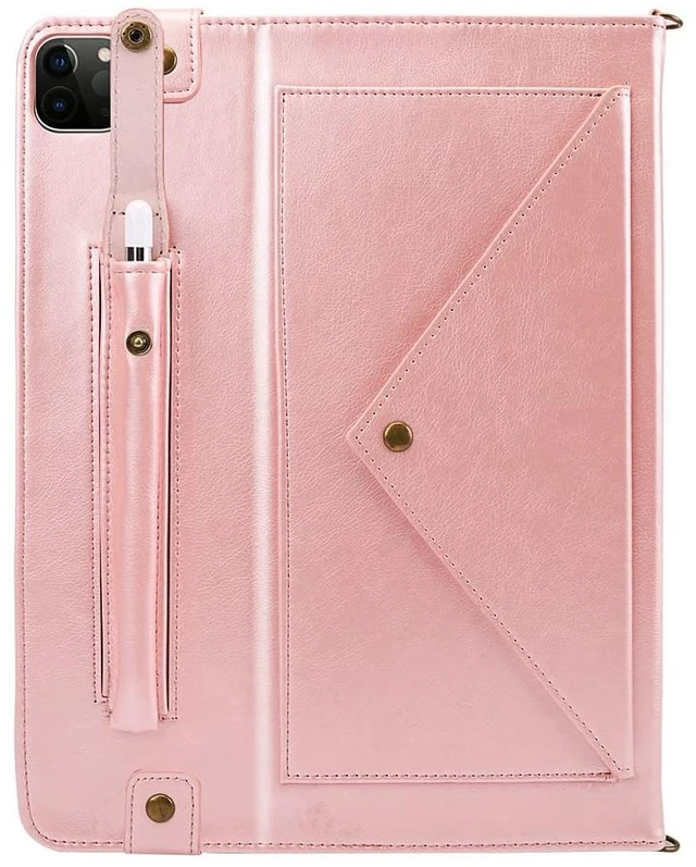 Alt view image 7 of 7 - UUcovers Crossbody Handbag Case for iPad Pro 11 inch M4 2024 (Model: A2836 A2837 A3006) with Pencil Holder/Shoulder Strap/Hand Strap/Pockets, Stand PU Leather Carrying Magnetic Wallet Cover, Rosegold