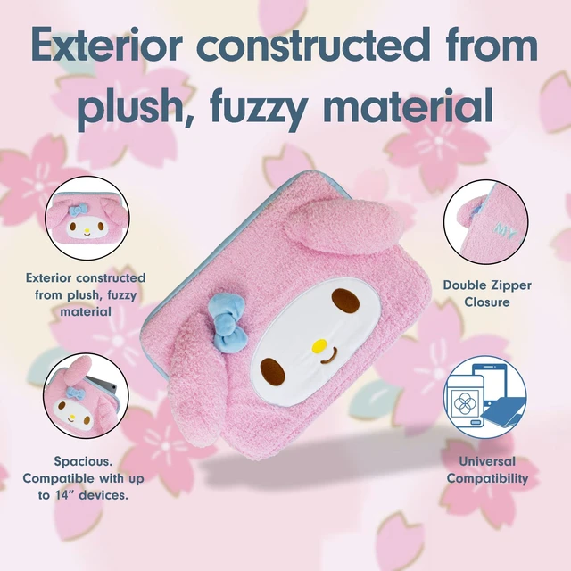Alt view image 3 of 7 - Sonix x Sanrio Plush Tech Sleeve | 14 inch Fuzzy Laptop Computer and iPad Tablet Carrying Case Cover, Protective Travel Bag | Pink - 13" - 14" | My Melody