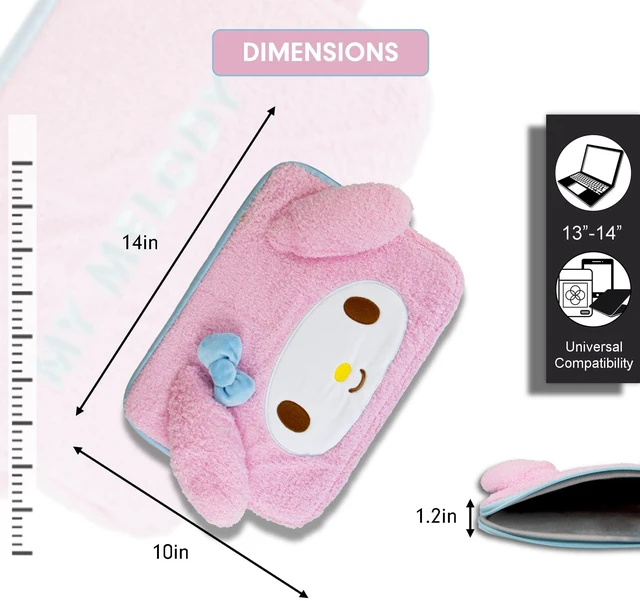 Alt view image 4 of 7 - Sonix x Sanrio Plush Tech Sleeve | 14 inch Fuzzy Laptop Computer and iPad Tablet Carrying Case Cover, Protective Travel Bag | Pink - 13" - 14" | My Melody
