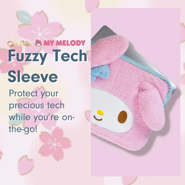 Alt view image 6 of 7 - Sonix x Sanrio Plush Tech Sleeve | 14 inch Fuzzy Laptop Computer and iPad Tablet Carrying Case Cover, Protective Travel Bag | Pink - 13" - 14" | My Melody