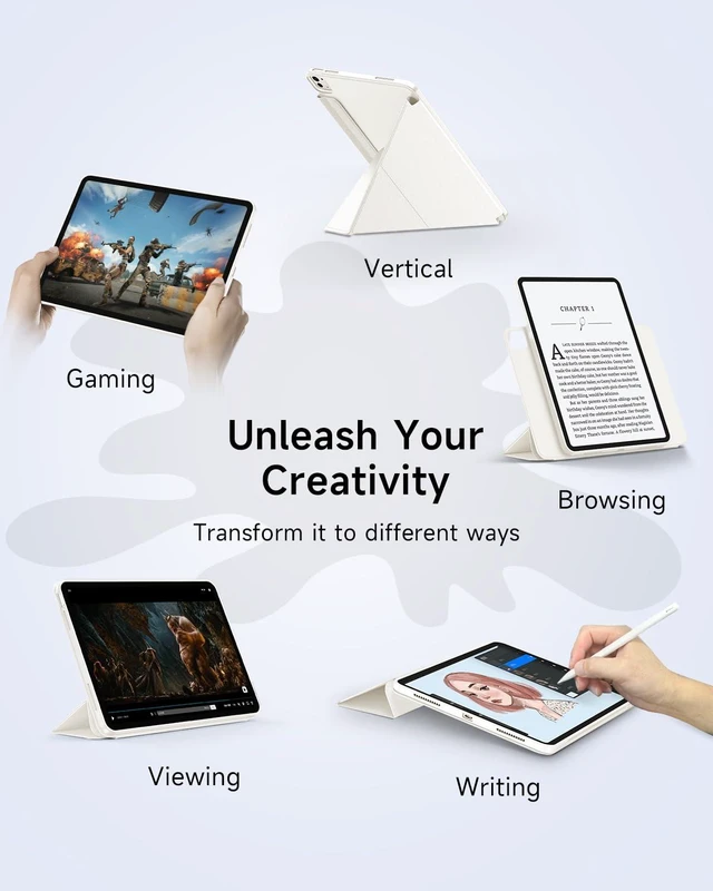 Alt view image 3 of 7 - SANDUODD Case for iPad Pro 13 Inch M5 and M4 (2025/2024) | Magnetic Y-Fold Stand Cover with Multi-Angle Viewing, Premium PU Leather, Full Protection and Hidden Pencil Holder