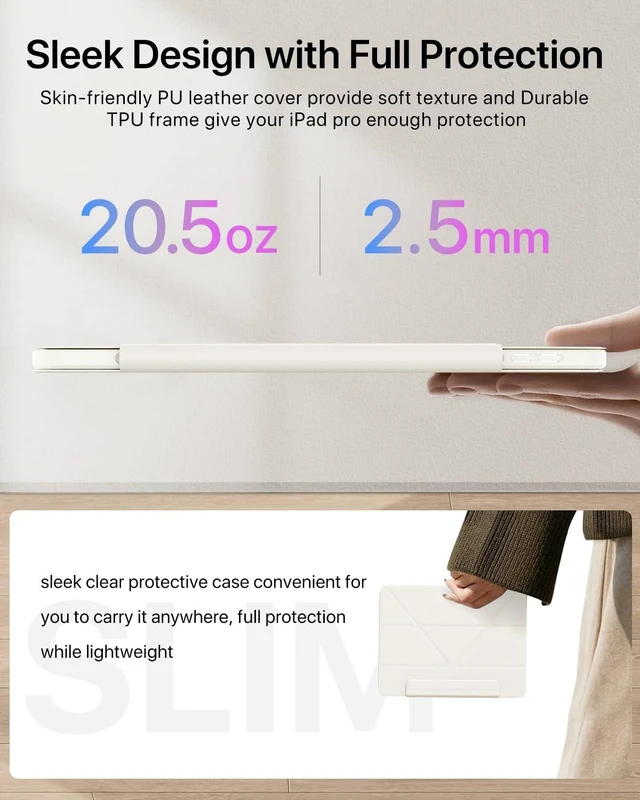 Alt view image 4 of 7 - SANDUODD Case for iPad Pro 13 Inch M5 and M4 (2025/2024) | Magnetic Y-Fold Stand Cover with Multi-Angle Viewing, Premium PU Leather, Full Protection and Hidden Pencil Holder