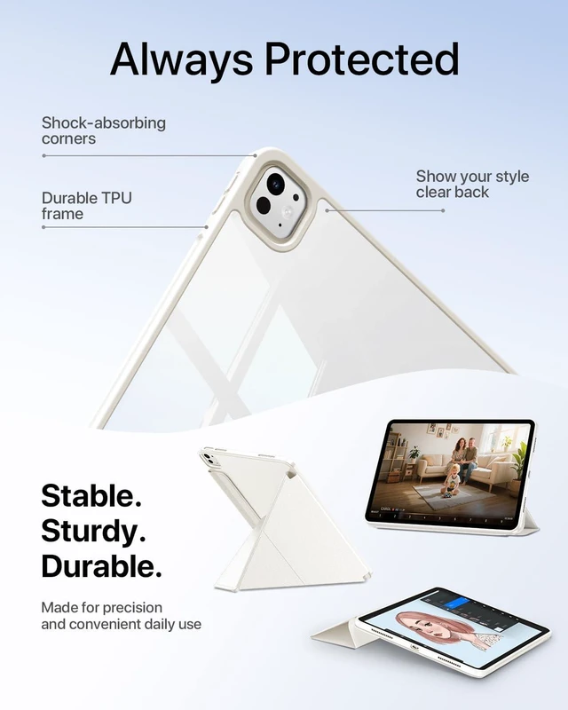 Alt view image 6 of 7 - SANDUODD Case for iPad Pro 13 Inch M5 and M4 (2025/2024) | Magnetic Y-Fold Stand Cover with Multi-Angle Viewing, Premium PU Leather, Full Protection and Hidden Pencil Holder