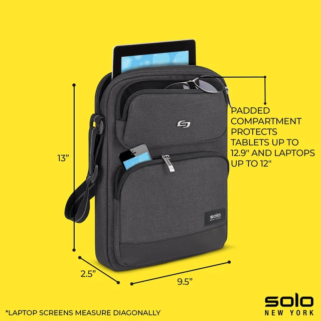 Alt view image 3 of 6 - Solo New York Universal Tablet Sling Bag for Women & Men - Crossbody Bag for Travel, Walking, & Hiking, Adjustable Shoulder Strap, Front Zippered Pocket, Fits 12.9" Tablets - Ludlow, Grey