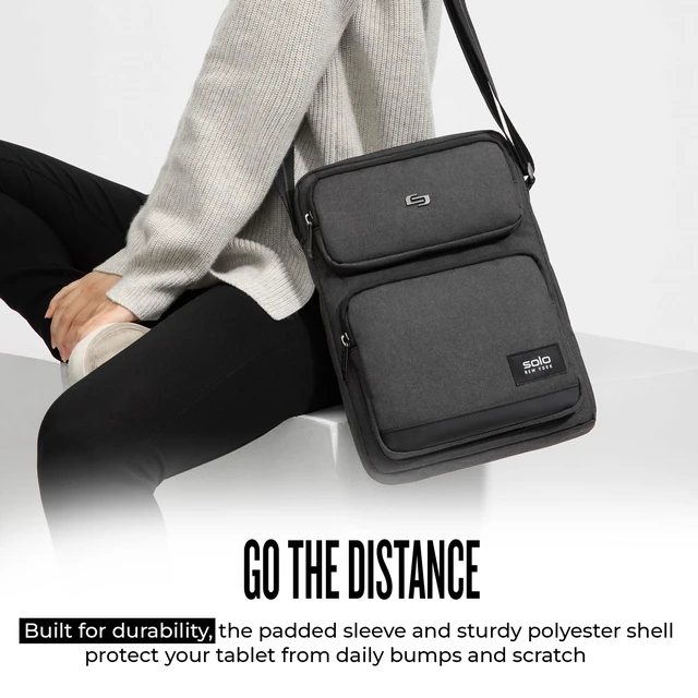 Alt view image 5 of 6 - Solo New York Universal Tablet Sling Bag for Women & Men - Crossbody Bag for Travel, Walking, & Hiking, Adjustable Shoulder Strap, Front Zippered Pocket, Fits 12.9" Tablets - Ludlow, Grey