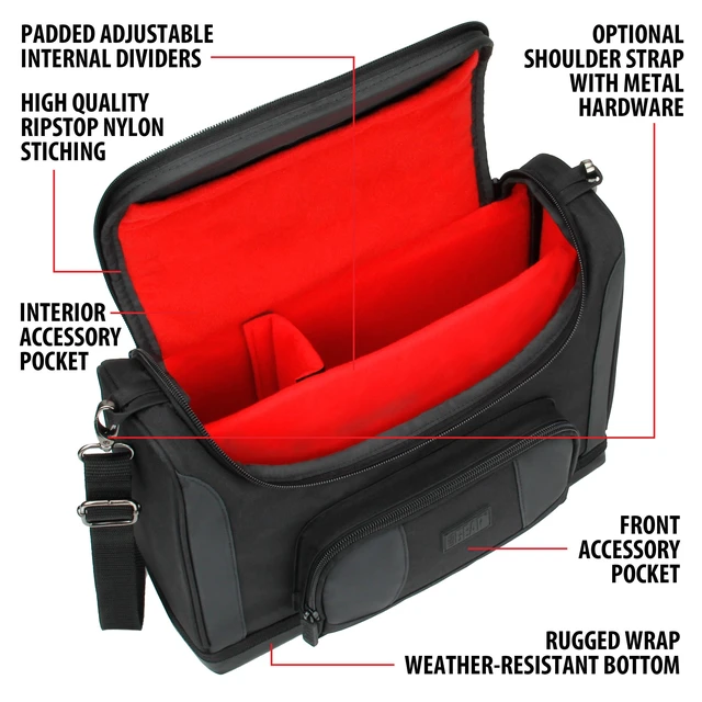 Alt view image 4 of 7 - USA Gear Small Messenger Bag Compatible with Microsoft Surface Pro 11th Gen/10/9/8/7, Surface Laptop 13-inch (2025) - Shoulder Bag Travel Tablet Case Fits Accessories, Charger, Keyboard, Mouse (Red)