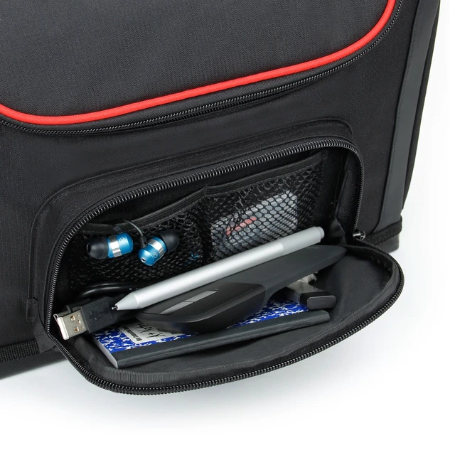 Alt view image 6 of 7 - USA Gear Small Messenger Bag Compatible with Microsoft Surface Pro 11th Gen/10/9/8/7, Surface Laptop 13-inch (2025) - Shoulder Bag Travel Tablet Case Fits Accessories, Charger, Keyboard, Mouse (Red)