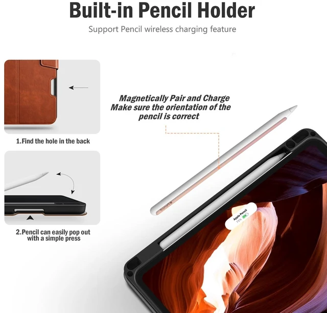 Alt view image 4 of 6 - Antbox Case for iPad Air 11-inch M4/M3/M2 (2026/2025/2024), iPad Air 5th/4th Generation 10.9'' Vegan Leather with Pencil Holder Typing Angle Auto Sleep/Wake Muti-Stand (Brown)
