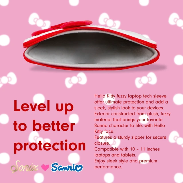 Alt view image 7 of 7 - Sonix x Sanrio Plush Tech Sleeve | 11 inch Fuzzy iPad Tablet Pouch Carrying Case Cover, Protective Travel Bag | White - 11" | Hello Kitty