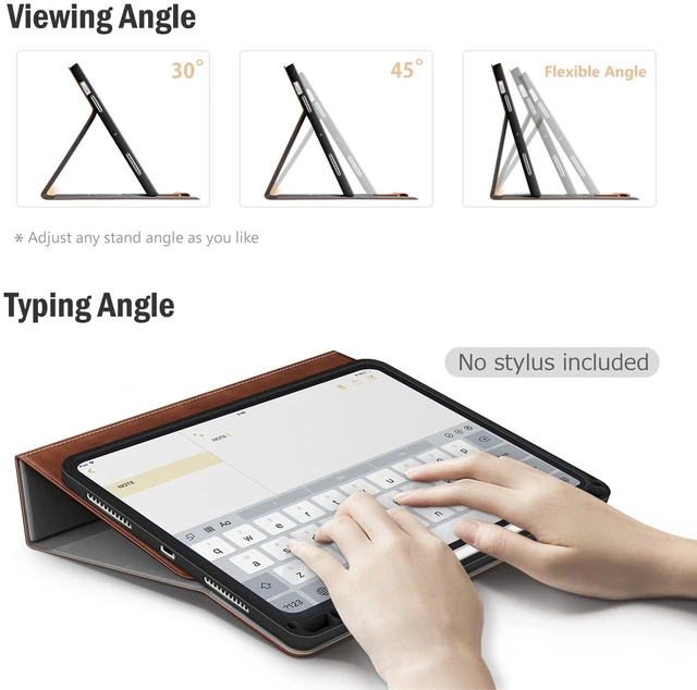 Alt view image 2 of 6 - Antbox Case for iPad Air 11-inch M4/M3/M2 (2026/2025/2024), iPad Air 5th/4th Generation 10.9'' Vegan Leather with Pencil Holder Typing Angle Auto Sleep/Wake Muti-Stand (Brown)