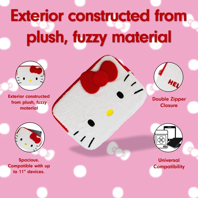 Alt view image 3 of 7 - Sonix x Sanrio Plush Tech Sleeve | 11 inch Fuzzy iPad Tablet Pouch Carrying Case Cover, Protective Travel Bag | White - 11" | Hello Kitty