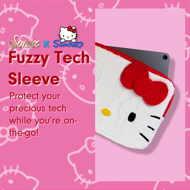 Alt view image 6 of 7 - Sonix x Sanrio Plush Tech Sleeve | 11 inch Fuzzy iPad Tablet Pouch Carrying Case Cover, Protective Travel Bag | White - 11" | Hello Kitty