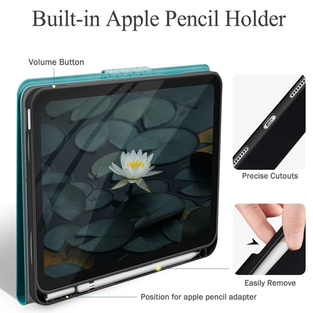 Alt view image 2 of 7 - auaua Case for iPad (A16) 11th/10th Generation, Green | PU Leather, Magnetic Closure, Pencil Holder, Adjustable Angles, Auto Sleep/Wake