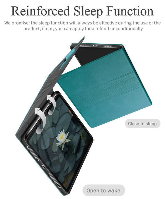 Alt view image 7 of 7 - auaua Case for iPad (A16) 11th/10th Generation, Green | PU Leather, Magnetic Closure, Pencil Holder, Adjustable Angles, Auto Sleep/Wake