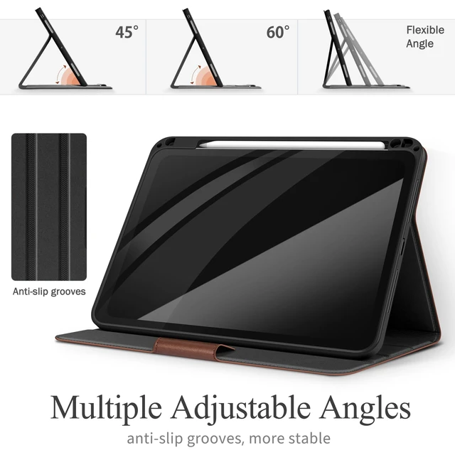Alt view image 7 of 7 - auaua Case for iPad Pro 11 Inch (M5/M4), Brown | PU Leather, Front Pocket, Built-in Pencil Holder, Typing Angle, Adjustable Stand, Magnetic Closure, Auto Sleep/Wake
