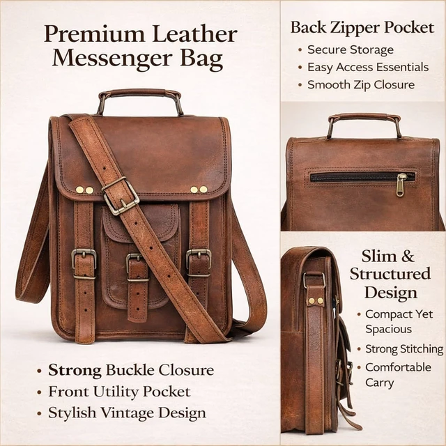 Alt view image 3 of 7 - Vintage Genuine Leather iPad/Tablet/tab/Kindle Satchel Cross Body Shoulder Messenger Bag (11 X 9 Inch) (11 inch)