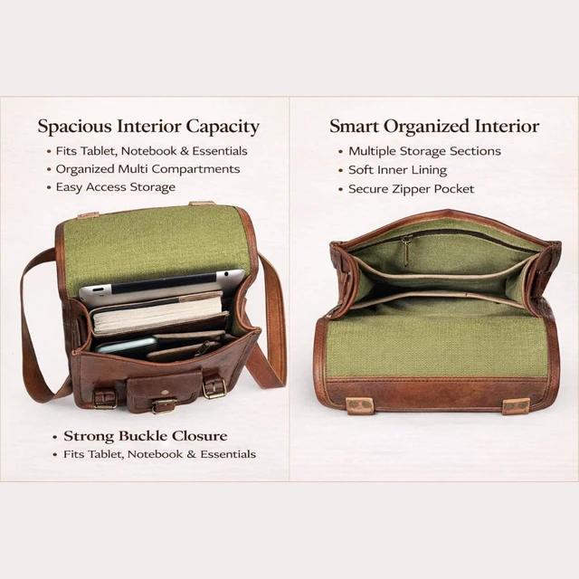 Alt view image 5 of 7 - Vintage Genuine Leather iPad/Tablet/tab/Kindle Satchel Cross Body Shoulder Messenger Bag (11 X 9 Inch) (11 inch)