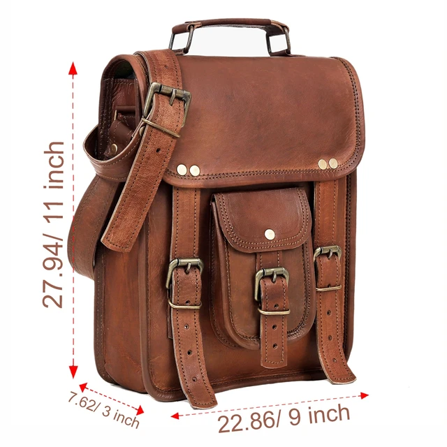 Alt view image 6 of 7 - Vintage Genuine Leather iPad/Tablet/tab/Kindle Satchel Cross Body Shoulder Messenger Bag (11 X 9 Inch) (11 inch)