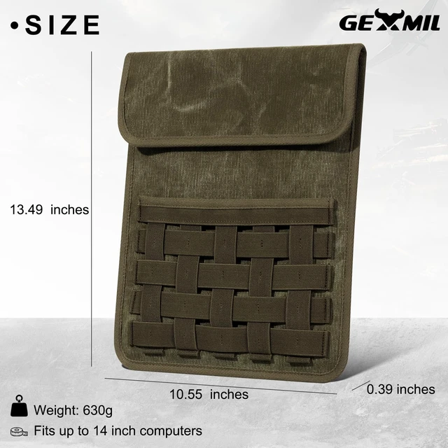 Alt view image 2 of 7 - Gexmil 14 Inch Laptop Sleeve,Tablet Bag with Accessory Pocket,Army Green | Compatible with MacBook Pro M5/M4/M3/M2/M1 Pro/Max,Protective Laptop Travel Case,Slim Carrying Bag,Tablet Cover