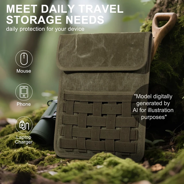 Alt view image 4 of 7 - Gexmil 14 Inch Laptop Sleeve,Tablet Bag with Accessory Pocket,Army Green | Compatible with MacBook Pro M5/M4/M3/M2/M1 Pro/Max,Protective Laptop Travel Case,Slim Carrying Bag,Tablet Cover
