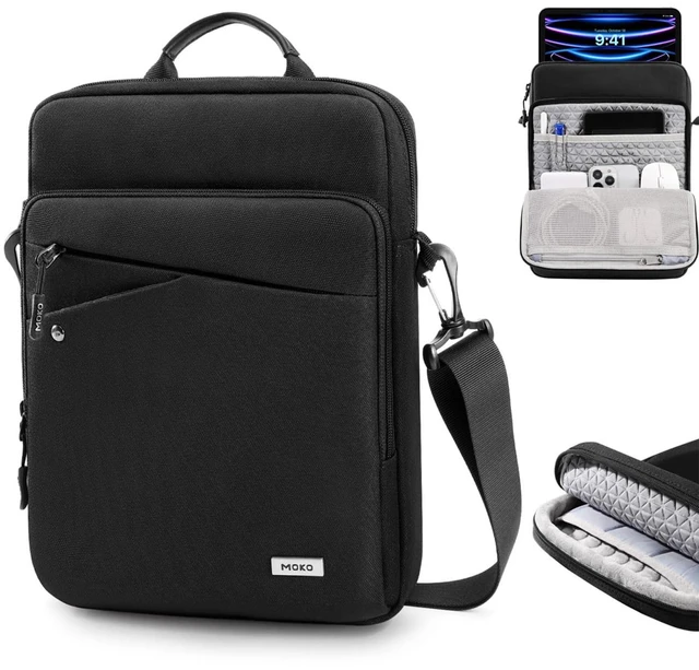 Main image of MoKo 9-11 Inch Tablet Shoulder Bag with 360° Protection | Fits iPad Air 11-inch M4, iPad A16, iPad Pro 11-inch M5, iPad 10th/Air 5/4th 10.9 and iPad 9/8th 10.2, Black