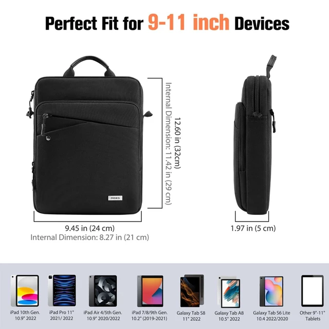 Alt view image 4 of 6 - MoKo 9-11 Inch Tablet Shoulder Bag with 360° Protection | Fits iPad Air 11-inch M4, iPad A16, iPad Pro 11-inch M5, iPad 10th/Air 5/4th 10.9 and iPad 9/8th 10.2, Black