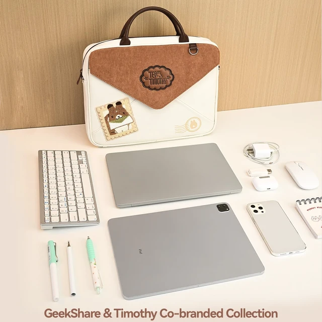 Alt view image 3 of 7 - GeekShare Large Capacity Laptop Storage Bag - Crossbody & Handheld 14 Inch Laptop Sleeve Compatible with iPad/Pro/Air, Waterproof Bag with Tablet Compartment - Team Timothy
