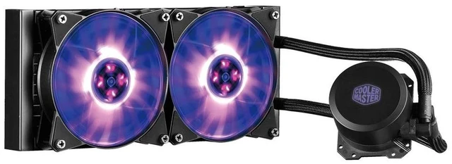Alt view image 2 of 7 - Cooler Master MasterLiquid ML240L RGB Close-Loop CPU Liquid Cooler, 240mm Radiator, Dual Chamber RGB Pump, Dual MF120R RGB Fans, RGB Lighting for AMD Ryzen/Intel LGA1200/1151